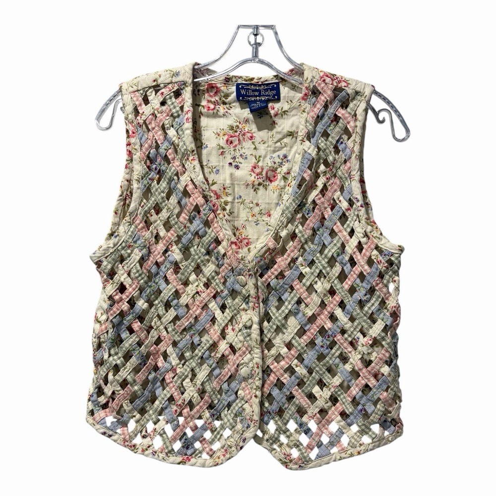 Willow Ridge vest quilt Floral Size Medium Coastal‎ Grandma Core Lattice Cotton
